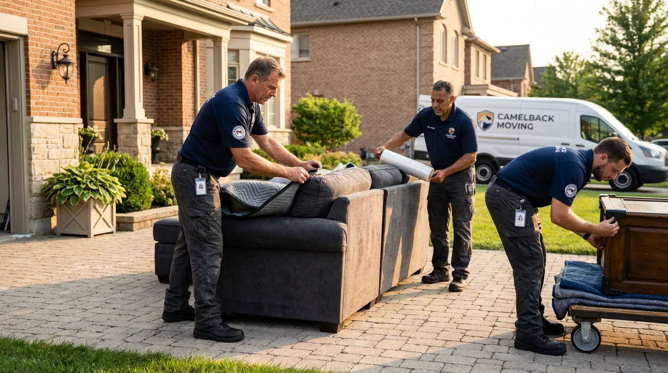 Large estate moving crew wrapping furniture in South Jordan, UT