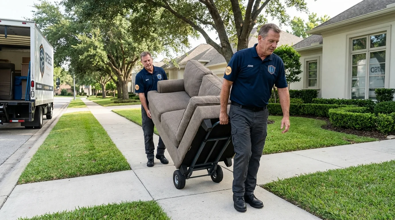 Local residential moving crew loading furniture in South Jordan, UT