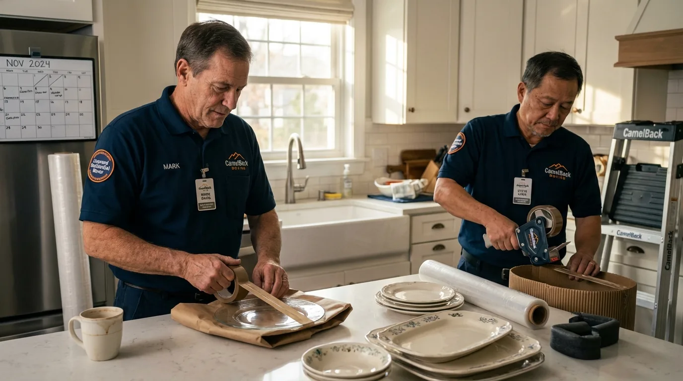 Professional crew packing kitchen dishware in South Jordan, UT